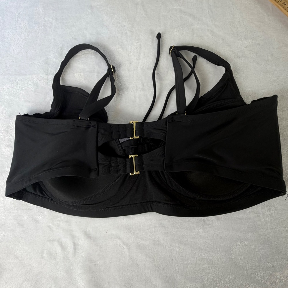 Xhilaration Bikini Top Women 22W Black Excellent Underwire Front Tie Adjustable - Picture 7 of 9